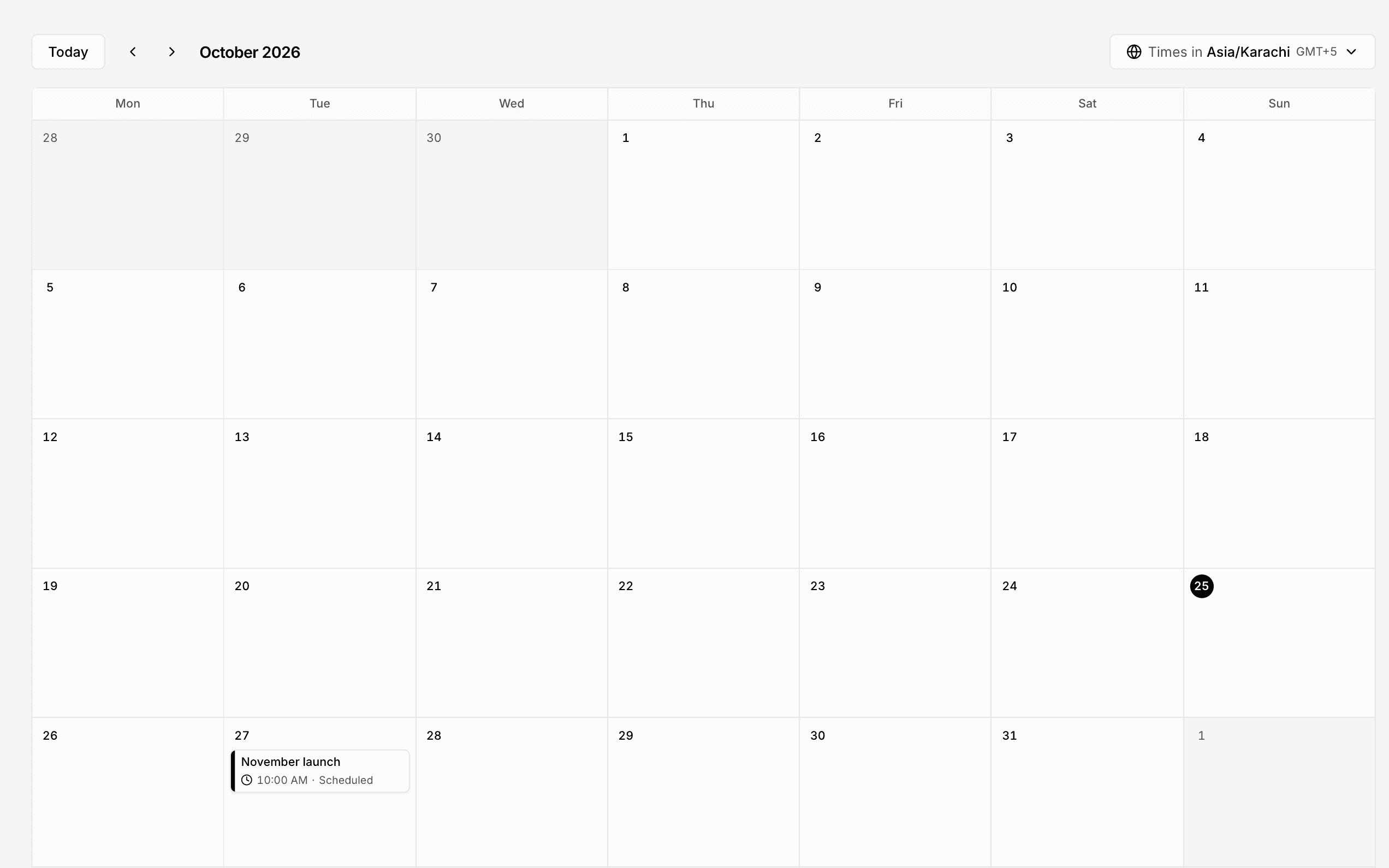 Content Releases on the calendar, with a release scheduled for 27 October.